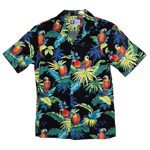 Neon Parrots Short Sleeve Camp Shirt | What on Earth