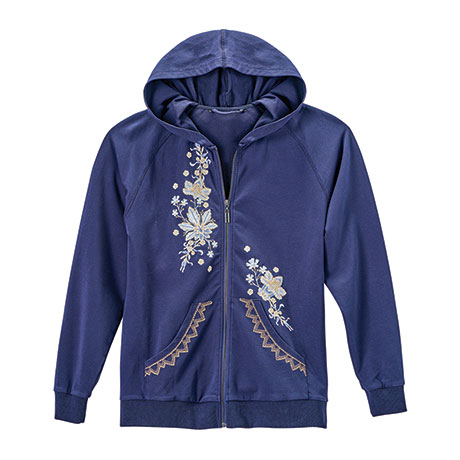 Embroidered Zip-Up Hoodie | What on Earth