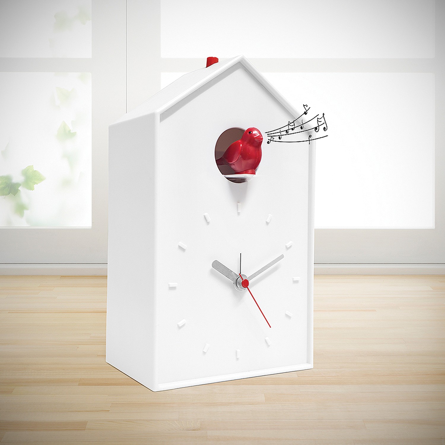 Balvi Cuckoo Clock - White Birdhouse with Red Bird ...